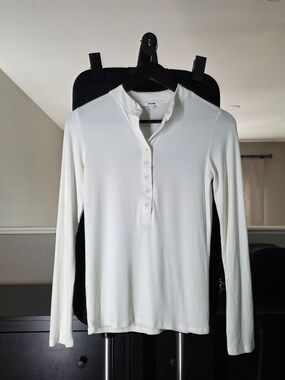 Joah Brown Cream Long Sleeve Henley Top